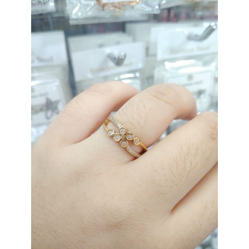 cincin model  dekat jantung permata titanium anti karat anti luntur