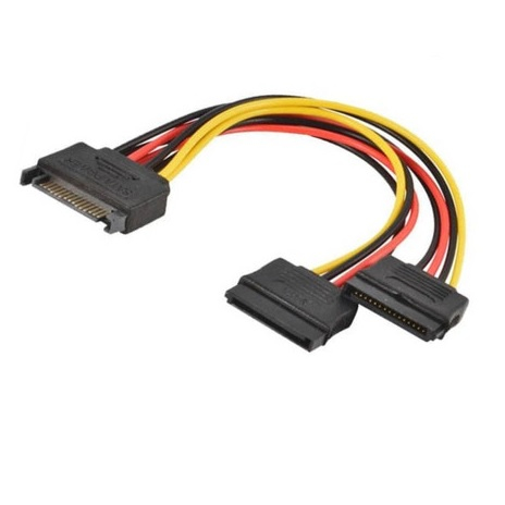 KABEL SATA 15 PIN MALE TO DUAL FEMALE SPLITTER CABANG LURUS