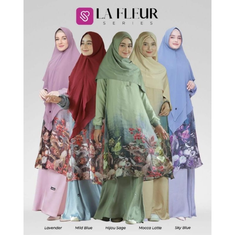 LA FLEUR Gamis Terbaru By Ukhti Munira Gamis Cantik Elegant Bahan Sutra Silk Jumbo Size Gamis Motif 