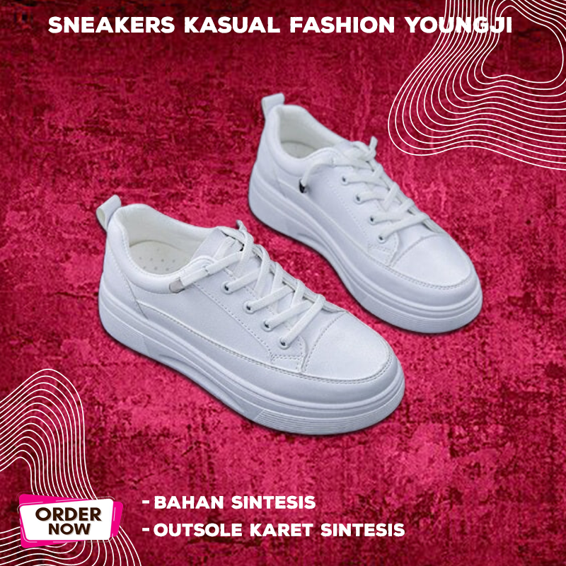 Sepatu Wanita Sneakers Putih Sekolah Tali Korea Import Cewek Sport Korean Style Sneaker Casual Cewe 