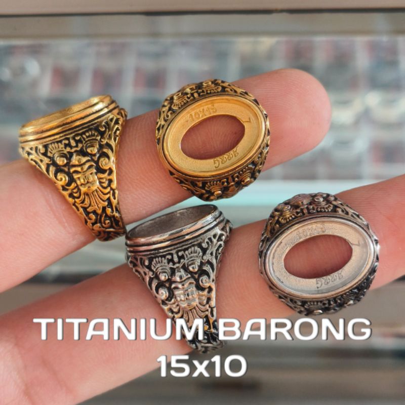 RB Ring Titanium Ukir Barong Anti-Karat 16x12 & 15x10