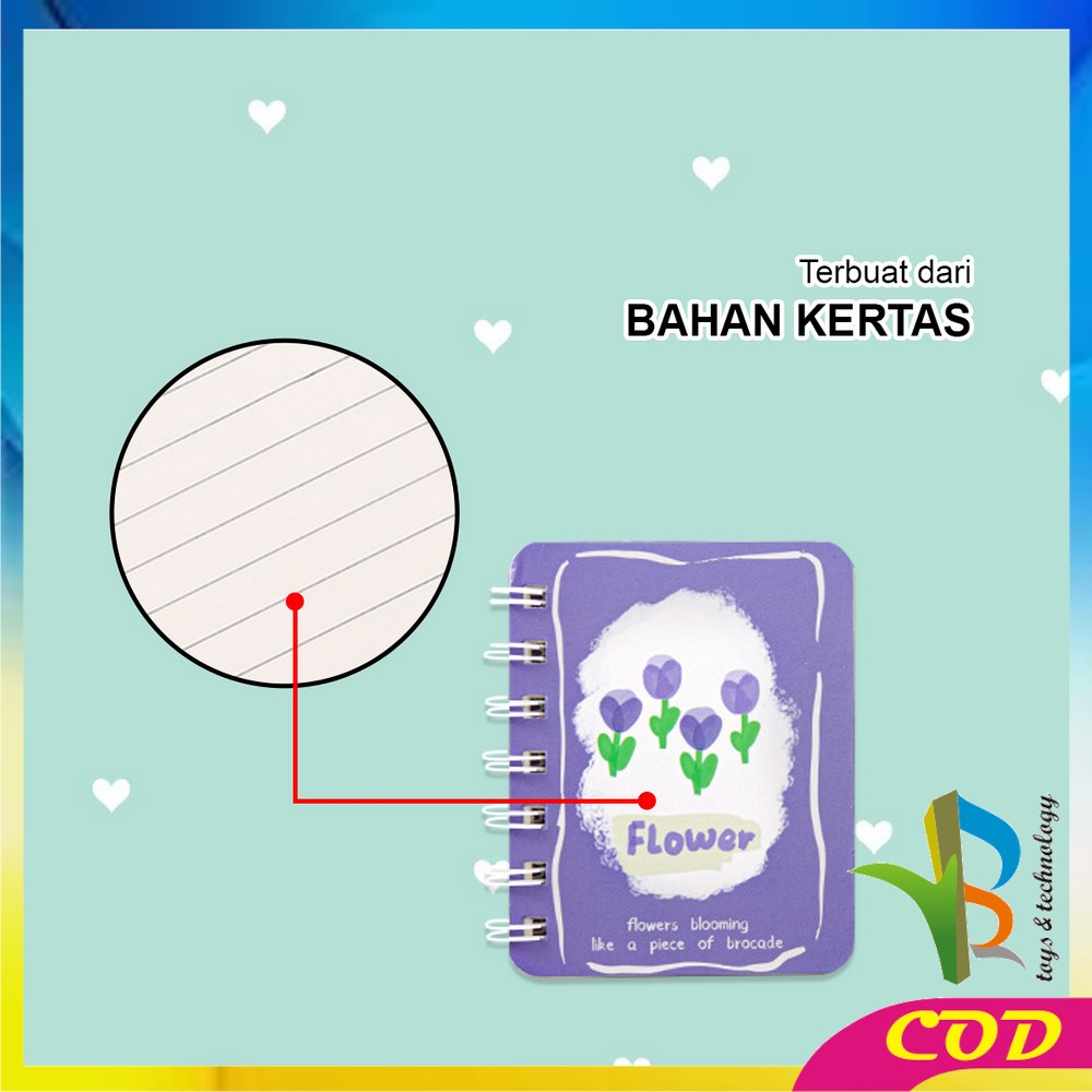 RB-A58 Buku Catatan Kartun Memo Kecil A7 80 Lembar / Buku Kecil Notebook Ring Motif Notepad / Buku Mini Alat Tulis Portable