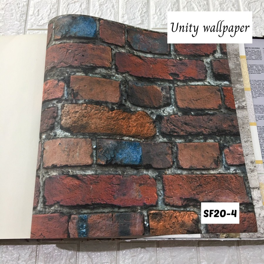 WALLPAPER DINDING MOTIF BATU BATA MERAH 3D MINIMALIS SF