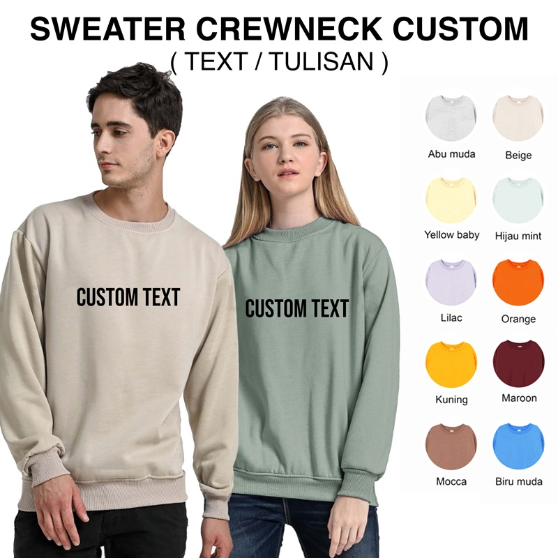 Parisdivarious Sweater Hoodie Sweatshirt Crewneck Custom Text Bahan Fleece Size S - XXL (Pria &amp; Wanita)