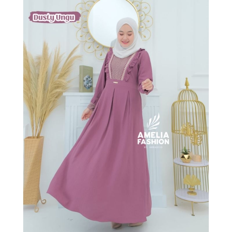 GAMIS CANTIK YASMINE DRESS BY AMELIA FASHION OUTFIT CRINGKLE TERBARU KEKINIAN