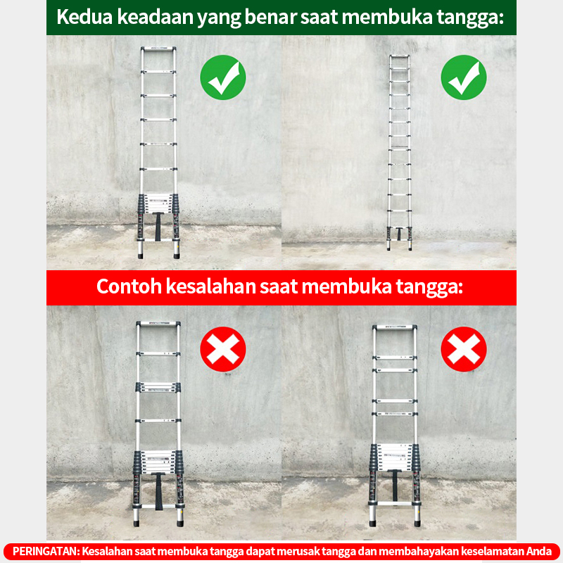 6.2 M Tangga Lipat Meter Paduan Aluminium Teleskopik Tangga Teleskopik Multifungsi Tangga anti selip paduan aluminium