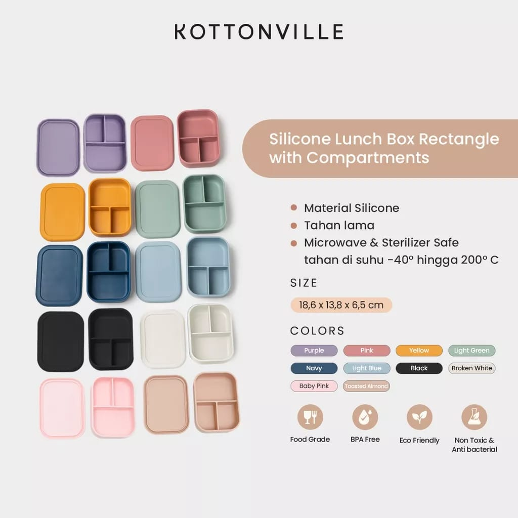 Kottonville Kotak Tempat Makan Anak Bayi Silicone Lunch box - Ungu