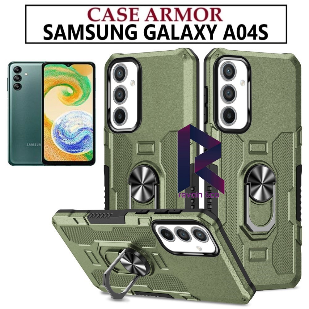 Case Armor SAMSUNG A04S Iring Cincin Magnetic Kesing Hp Protect kamera Premium Hard Case Standing Robot Pelindung Kamera