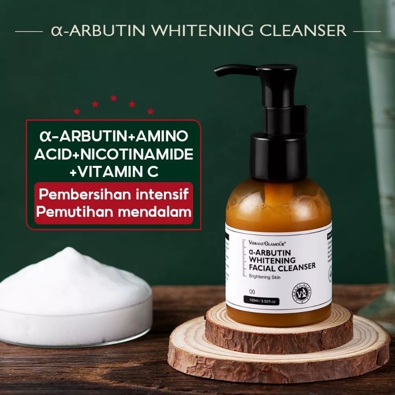 VIBRANT GLAMOUR α-Arbutin Pemutih Wajah Pembersih 100g Whitening Facial Cleanser Asam Amino Vitamin C Deep Cleansing