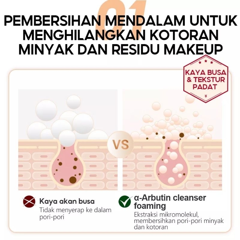 VIBRANT GLAMOUR α-Arbutin Pemutih Wajah Pembersih 100g Whitening Facial Cleanser Asam Amino Vitamin C Deep Cleansing