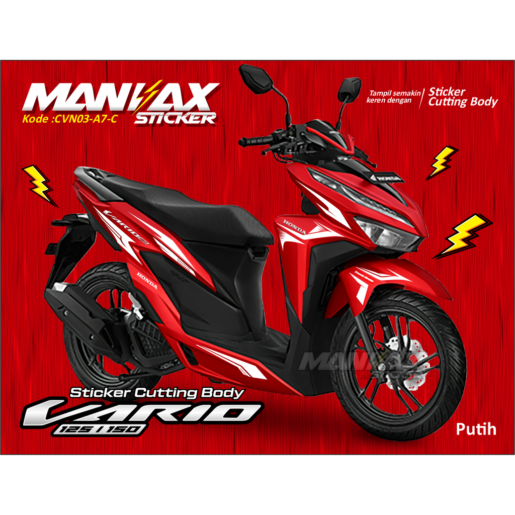 Sticker Motor Honda Vario 125-150 New - Cutting Sticker Body Vario New Putih - Aksesoris Motor
