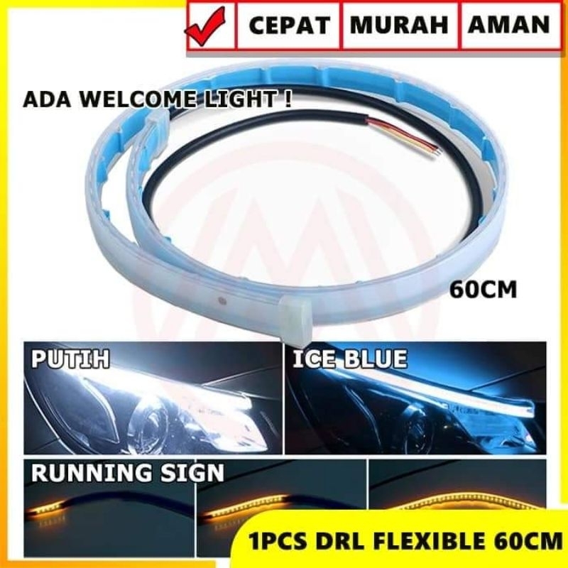 Lampu LED DRL Alis Flexibel 60cm Welcome Sign