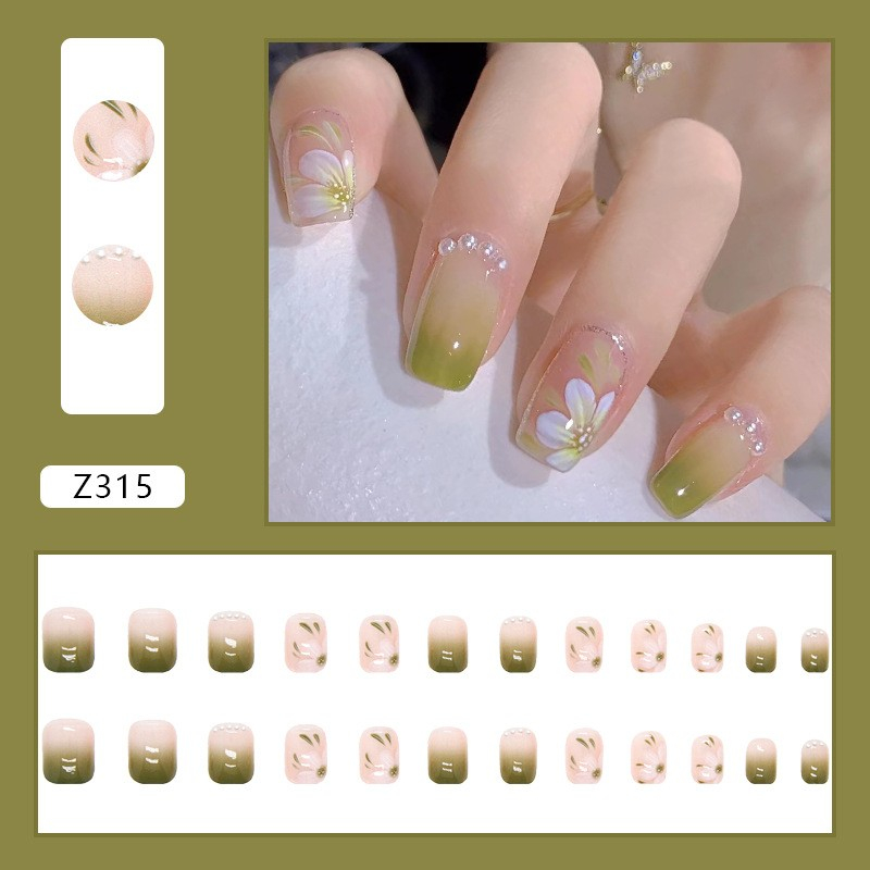 【 COD 】24PCS Kuku Palsu Dan Lem/Fake Nail Long Art 3D Kuku Palsu tahan air