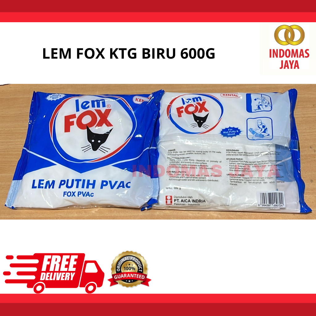 

LEM FOX PUTIH BUNGKUS BIRU 600 GRAM LEM FOX PVAC PUTIH 600 GRAM / LEM SLIME / LEM KERTAS /LEM KAYU