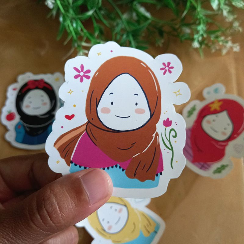 

Stiker Vinil Cutting Satuan Edisi Princess Disney Hijab/ Sticker Vinyl Cutting Anti Air Versi Muslimah