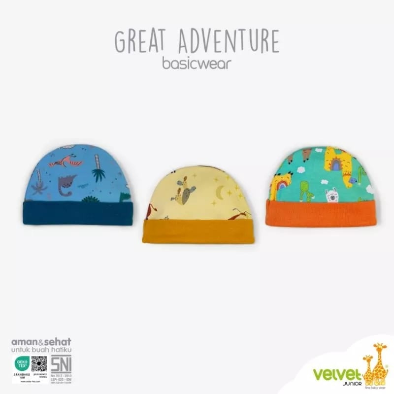 Velvet Junior GREAT ADVENTURE Topi 3pcs - Topi Bayi