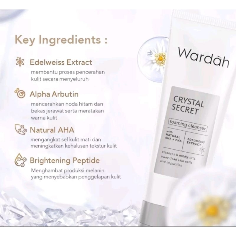 WARDAH Crystal Secret Foaming Cleanser | White Secret Facial Wash With Natural AHA 100ml