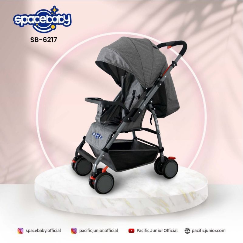 Kereta Dorong Bayi Anak Baby Stroller Space Baby Sb-6217 Reversible Stir Cabin Size