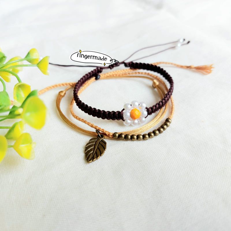 Fingermade Gelang Set Daisy Daun