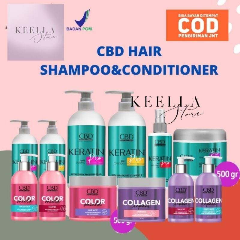 CBD professional Keratin color shield collagen repair shampoo hair mask dan serum rambut