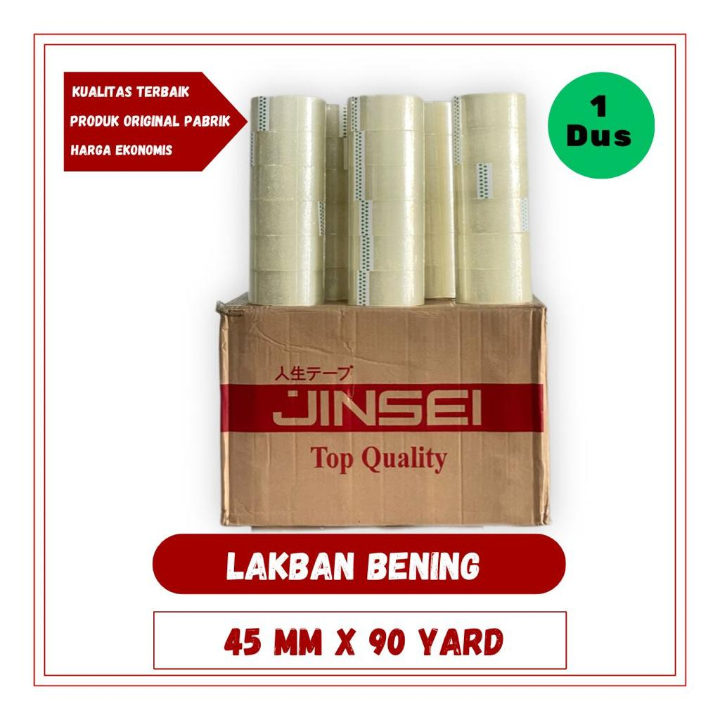 Lakban Clear Bening 45 Mm x 90 Yard 1 DUS ( 72 Pcs ) LENGKET KUALITAS TERBAIK  -  HARGA GROSIR TERMURAH