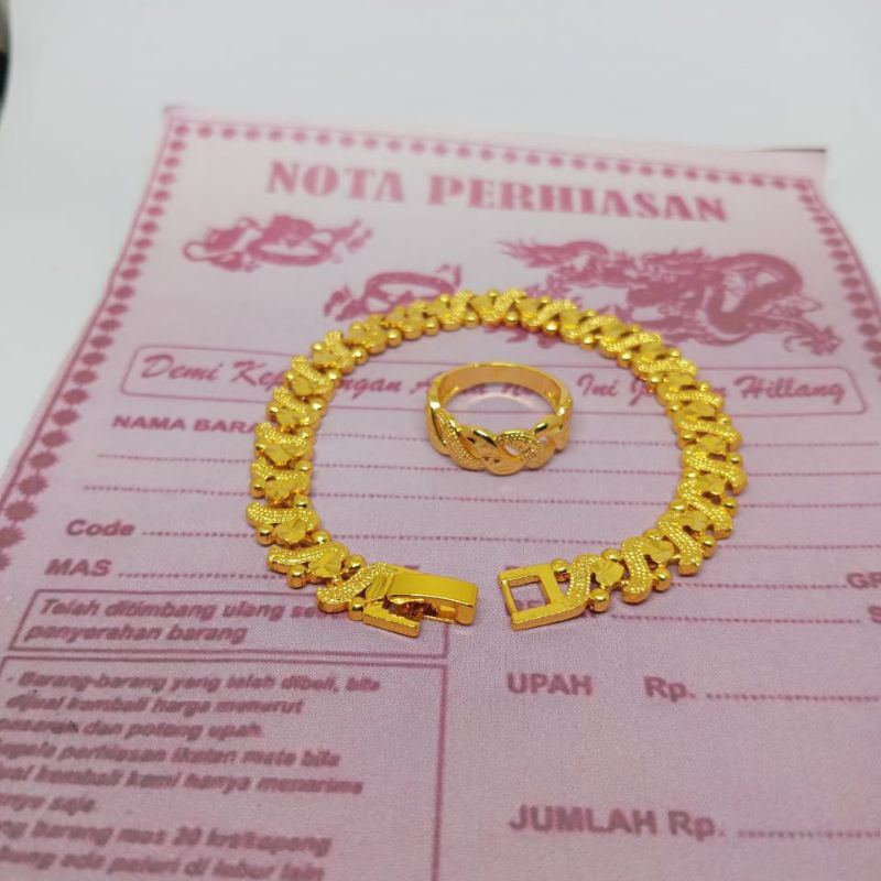 Gelang Rantai Hongkong free Cincin lapis emas 24 k Titanium Gold Perhiasan titanium wanita Korea Aes