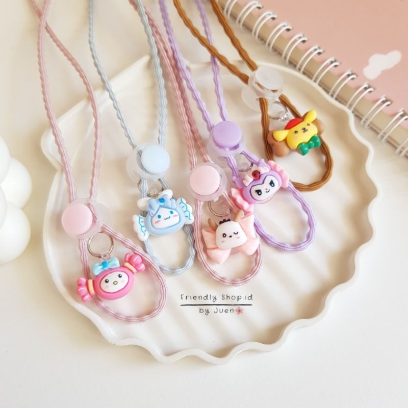 STRAP MASKER ANAK PEREMPUAN - DEWASA  2 IN 1 Cinamonnrol - Melody - Pochacco - Kuromi - Purin/ KALUNG MASKER / TALI MASKER / LANYARD MASK STOPER 2IN1