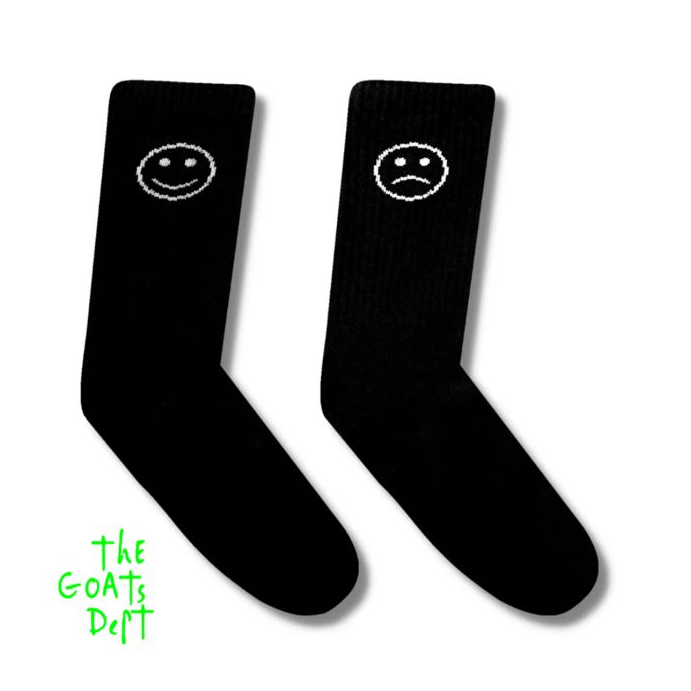 The Goats Dept - Nomad Happy Sad Black Socks Original / tgd686 Kaos kaki pria wanita unisex model y2