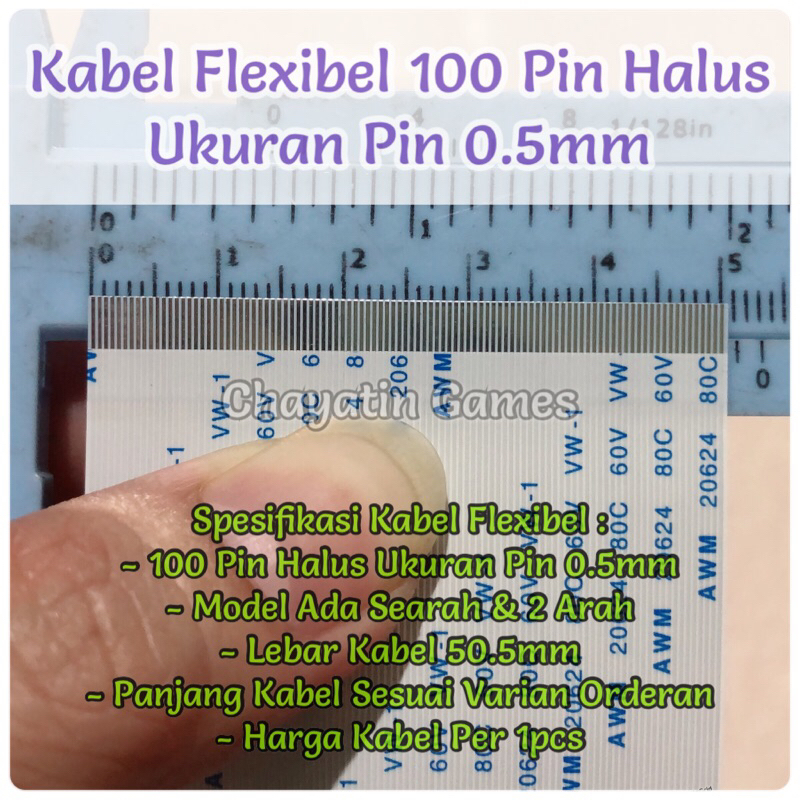 Kabel Flexibel 100 Pin Halus Model &amp; Panjang Varian Ukuran Pin 0.5mm