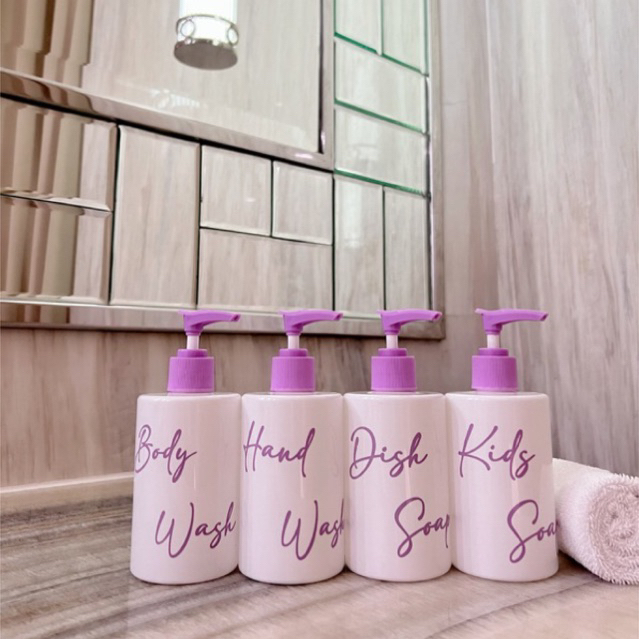 botol PUTIH 250ml EXCLUSIVE LILAC  glossy . aesthetic bottle refill organizer tempat sabun cair pump edispenser wadah soap ungu estetik