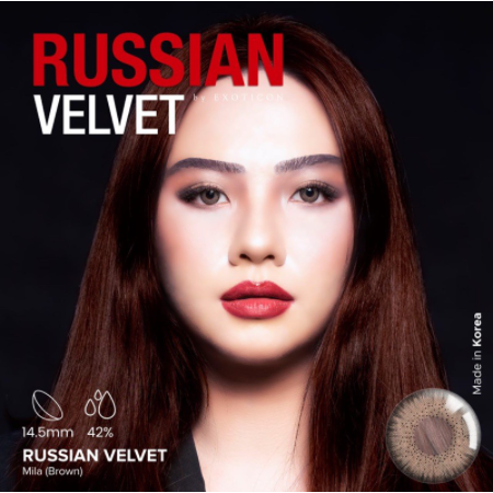 Paket Softlens Russian Velvet Normal Dia 14,5mm + Air Softlens Ice 150ml + Pinset + Lenscase