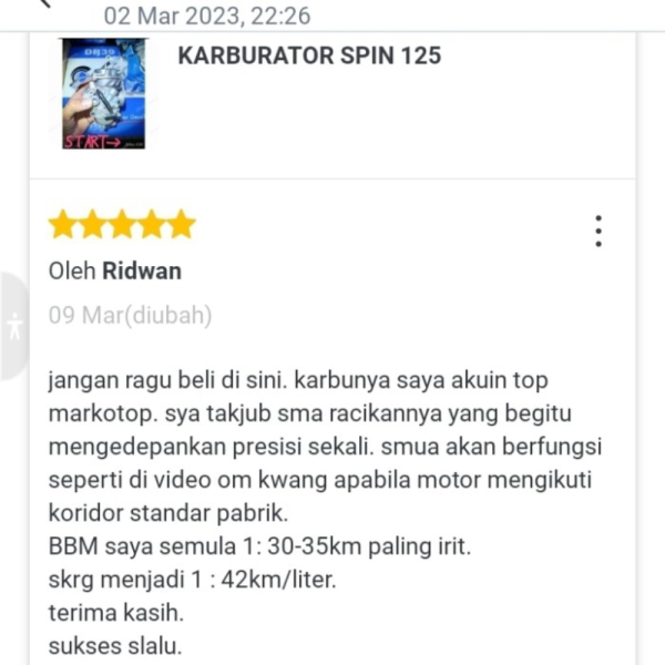 {Sparepart} KARBURATOR SPIN 125 Diskon