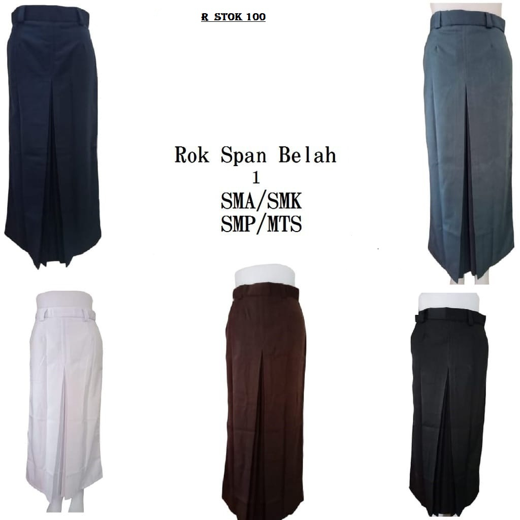 Rok Sekolah SMA/SMK & SMP/MTS Span belah satu/tengah panjang Rok Seragam SMA/SMK &SMP/MTS Rok Abu-ab
