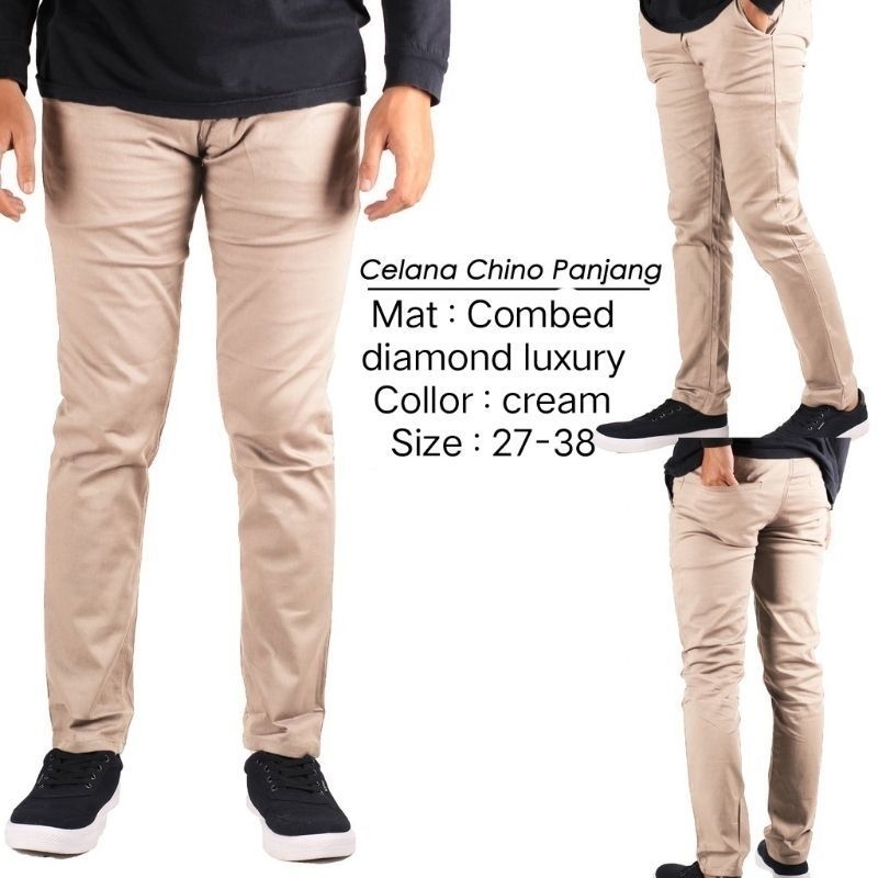 Celana Chino Panjang Pria Model Slimfit Bahan Melar Streatch Size 28 - 38