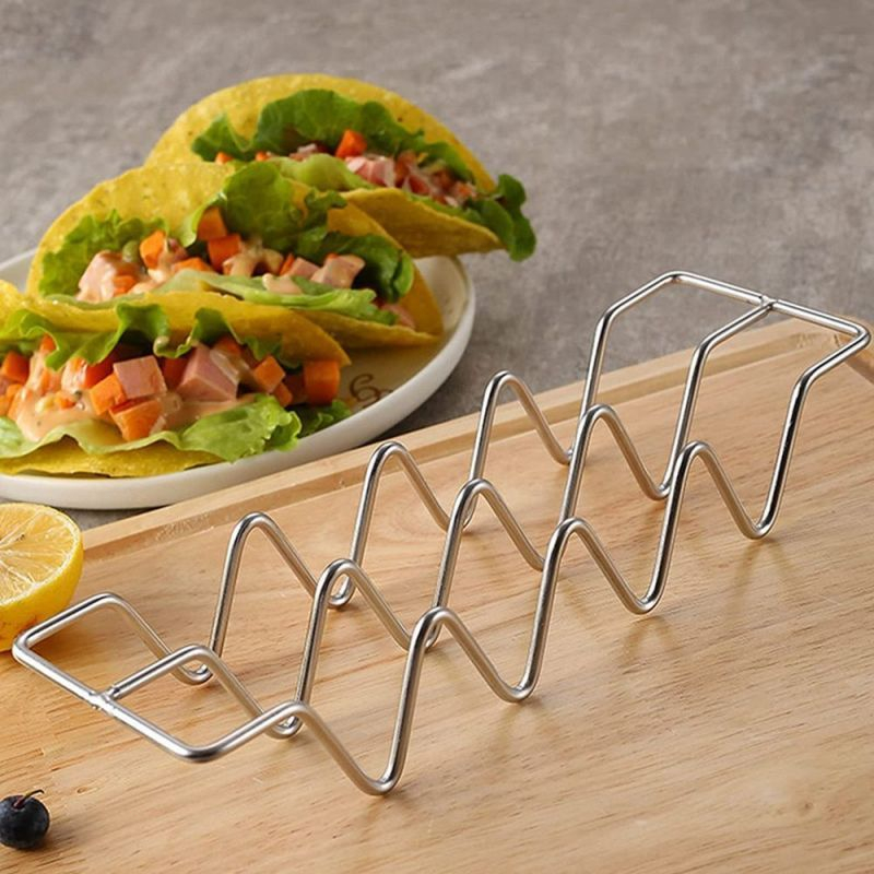 Taco Holder 304 Stainless Stand Taco Rak Taco 4 Kisi Taco Shell Mexican Pancake Rack Bracket Tray