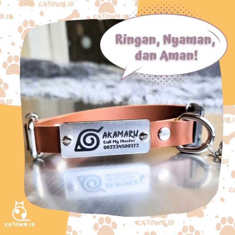 D021Medium-Kalung Anjing Custom Nama Medium Kalung Kucing Jumbo Custom Nama Tulisan Maincoon Kucing Ukuran Besar Kalung Kucing Kalung Anjing Kucing Naruto Konoha 4kg catown.id