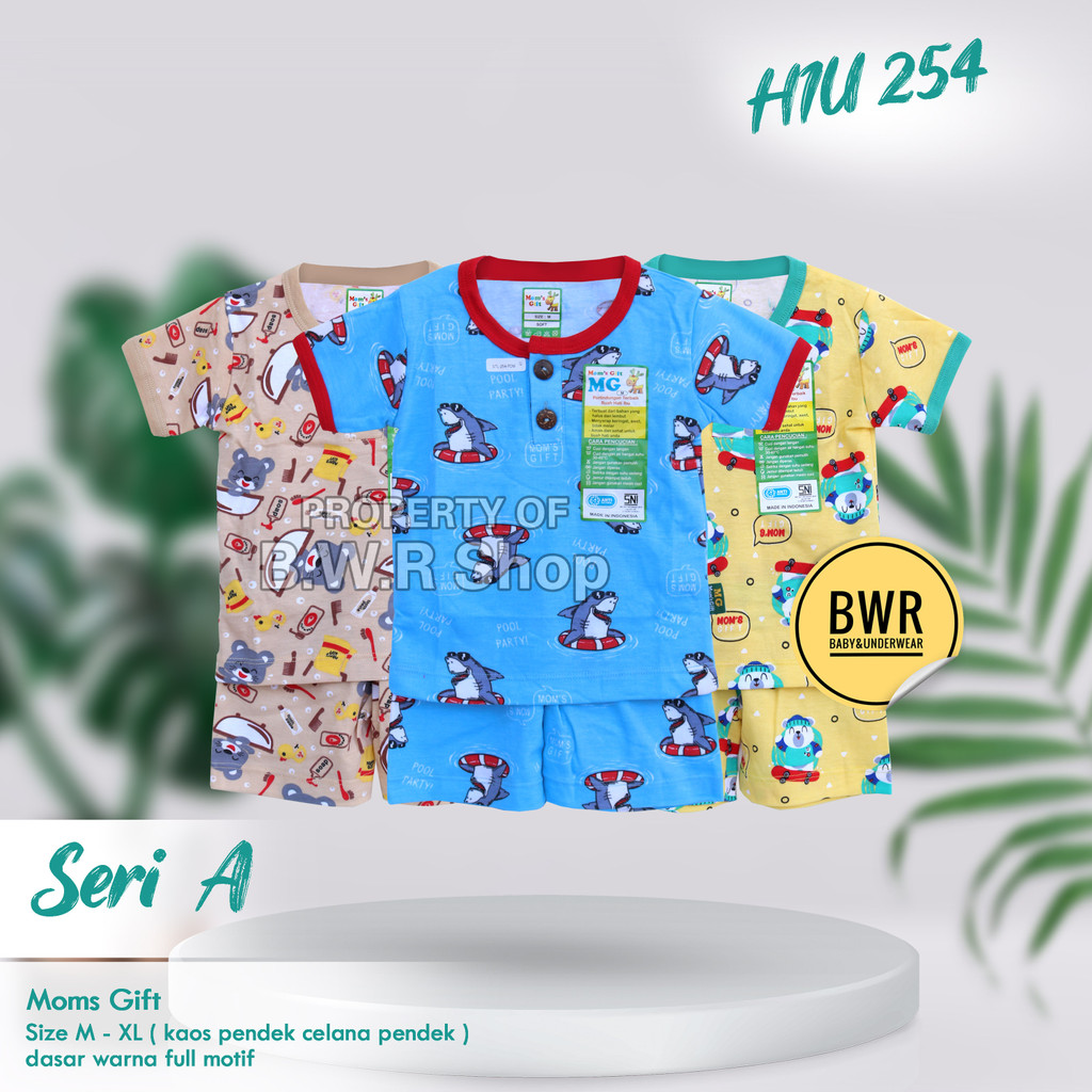 Setelan PENDEK Moms Gift DAYAK Singa HIU Rabbit Series / Baju Bayi Setelan Mom's Gift Terbaru Piyama Anak Unisex Pendek Baju Tidur 09mg | Bwr