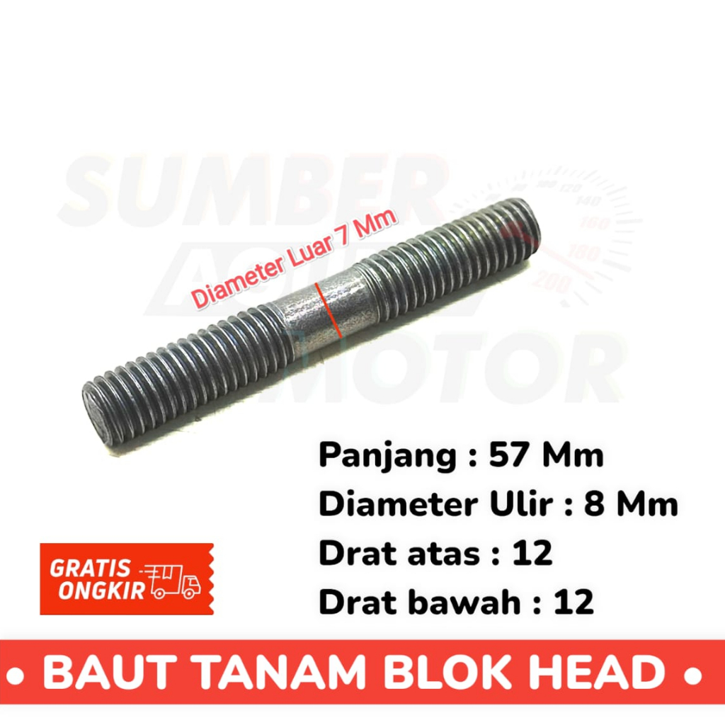 BAUT TANAM BLOK HEAD RX KING RXK RXKING FIZR 12X12 BAHAN BAJA HITAM