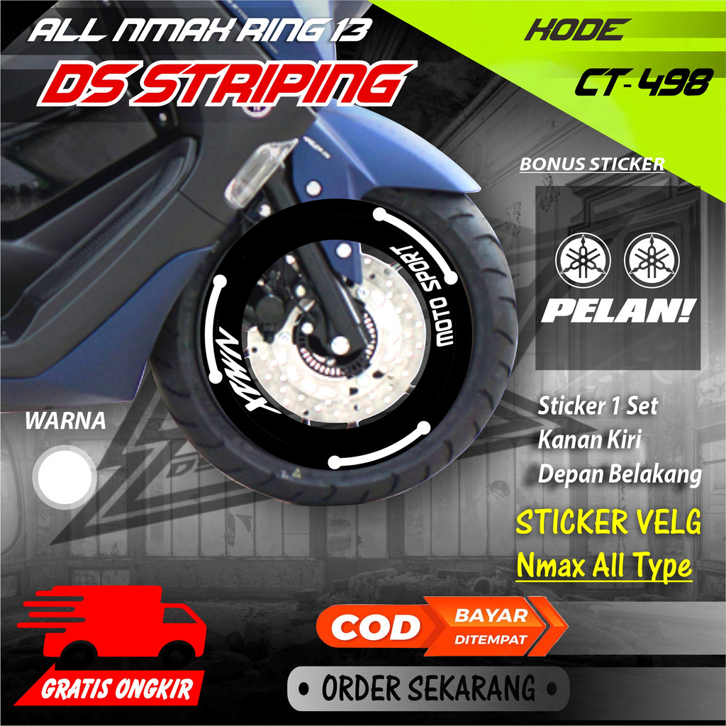 Ct-498 Stiker Cutting Pelek motor variasi Nmax Ring 13