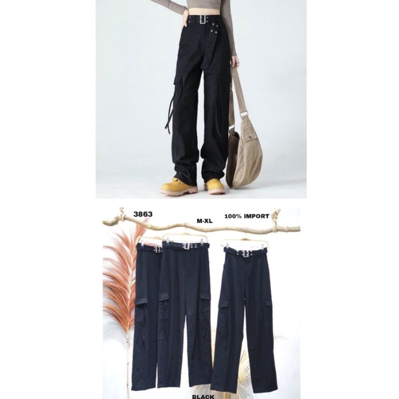 kulot cargo - cargo pants - celana cargo bershka - pullbear  - cargo pants impor