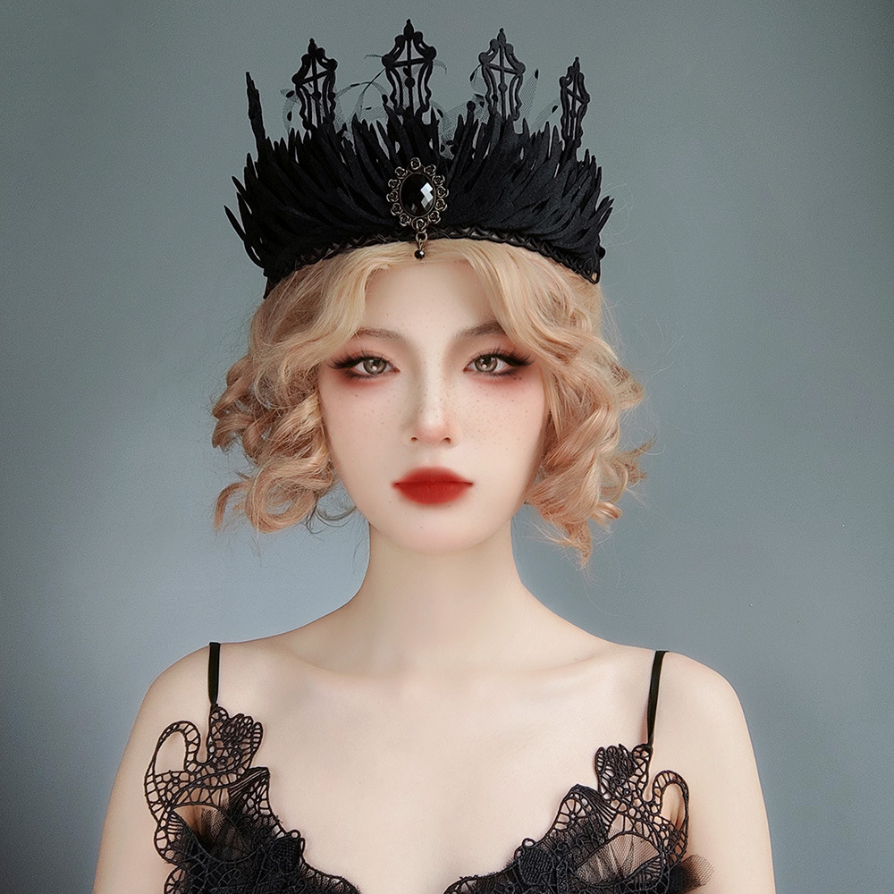 [ GOTH ] Aksesoris Kepala  Mahkota Raja Penyihir Mahkota Hitam / Head Accessories The Crown of the Witch King Black Crown 8032