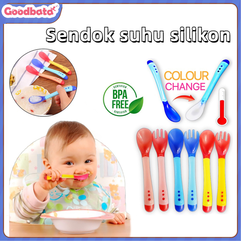 Sendok Makan Bayi Garpu Deteksi Suhu Sendok Silikon Pemberian Makanan Bayi Feeding Sendok For Bayi