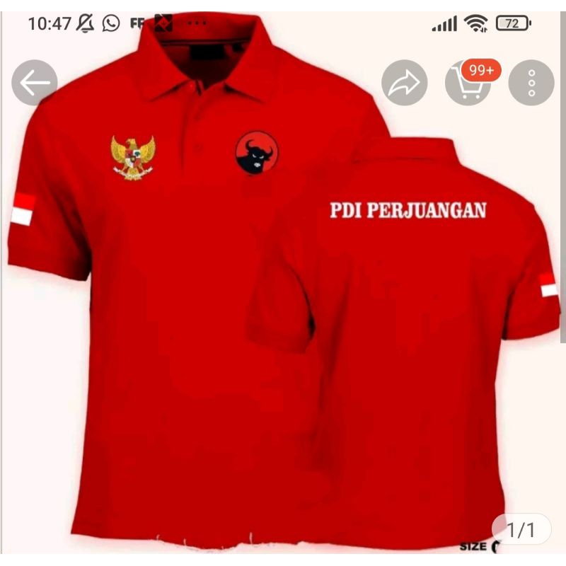 KAOS PARTAI PDI /KAOS KERAH PDI/KAOS BORDIR PARTAI PDI/KAOS PDI