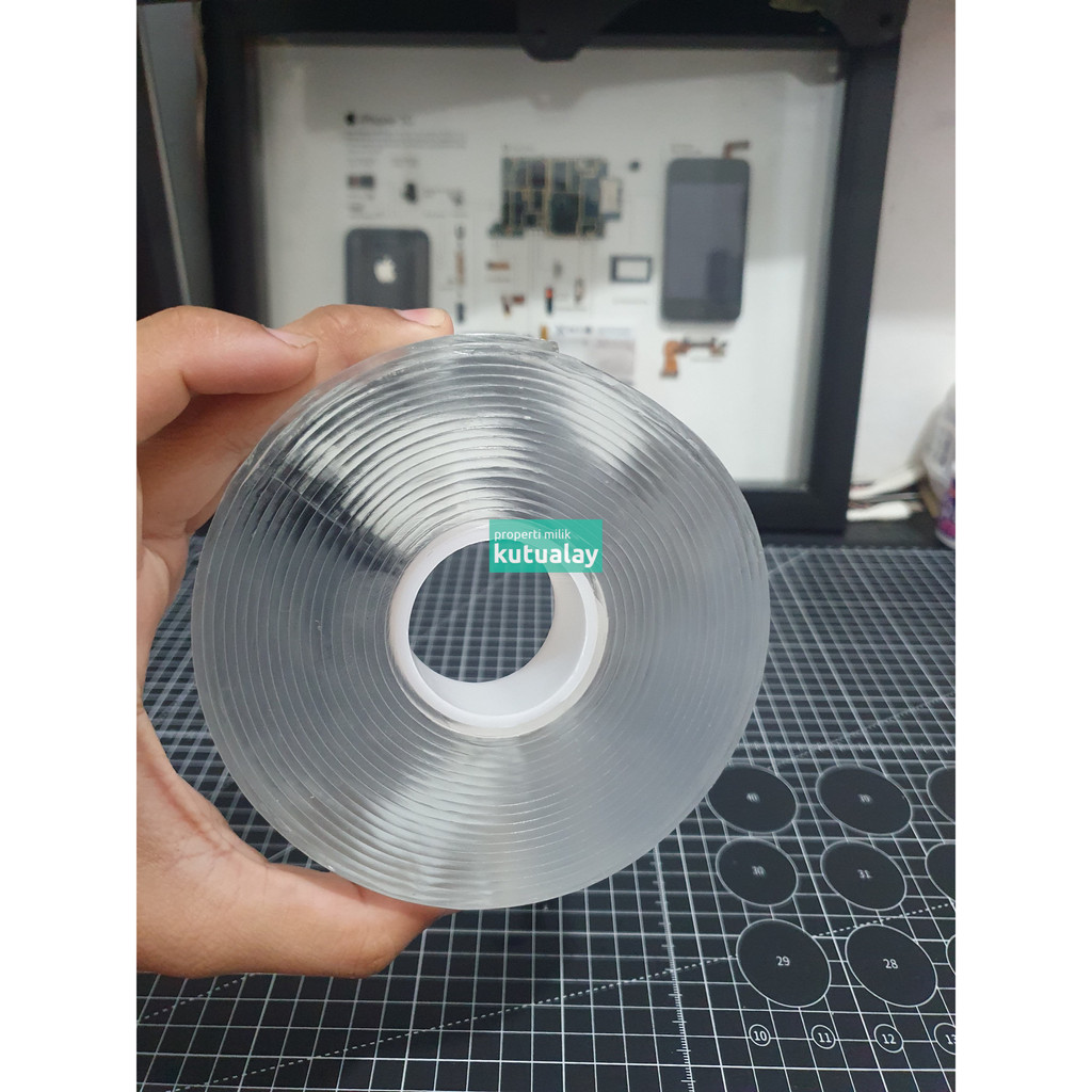 Double Tape Nano Tebal 2mm Panjang 5mm Perekat Kuat Bening Transparan