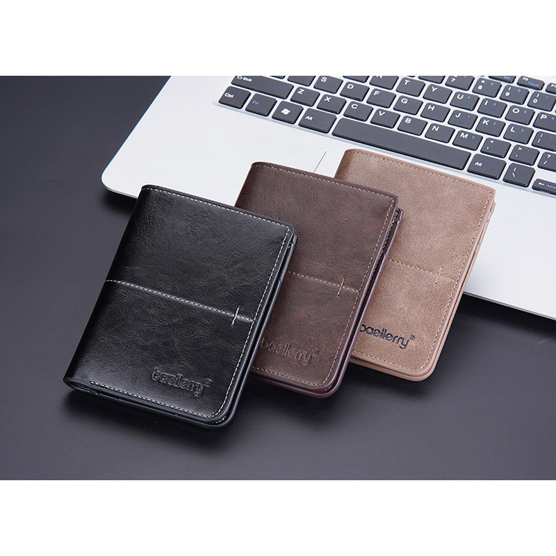 ORIGINAL BAELLERRY D3242 VERTIKAL DOMPET UANG LIPAT MOTIF TEGAK BAHAN KULIT PU KILAT