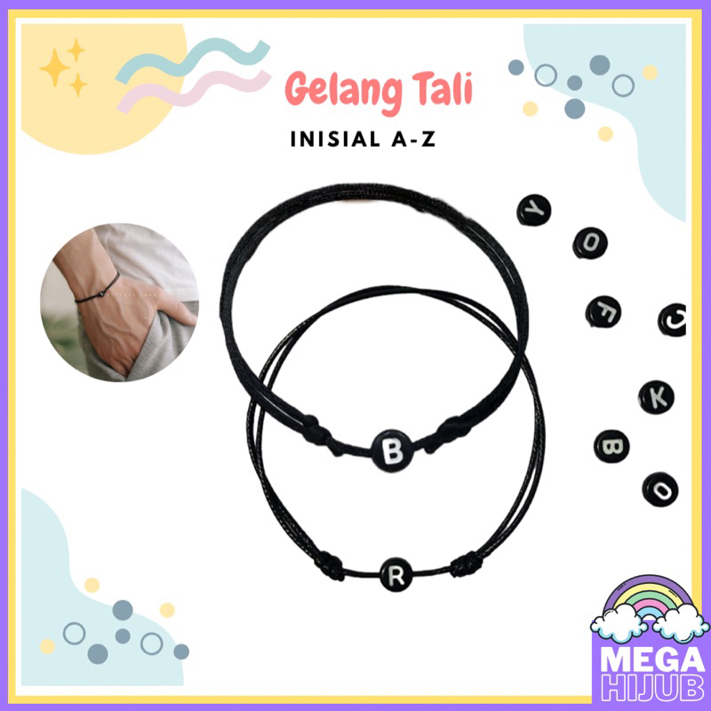 GELANG TALI INISIAL HURUF TALI SATIN MURAH BISA MILIH HURUF