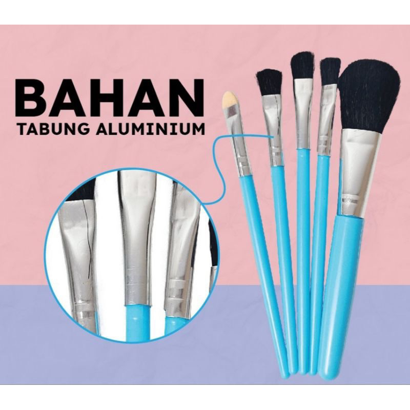 DILASTORE (PERPACK) KUAS MAKEUP EYESHADOW  SET ISI 5 PCS WARNA BIRU