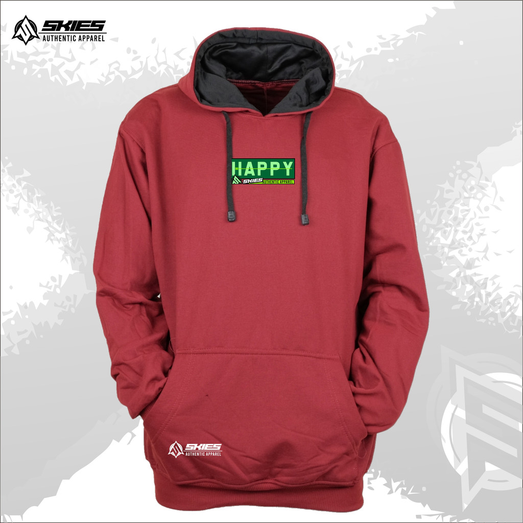 Suiter Pria Hoodie Sweater Logo Be Happy Terbaru 2023 Keren Gaya Distro Sweater Cowok Original Brand Tebal Warna Maroon Dewasa Laki Laki Sweter Hodi Suiter