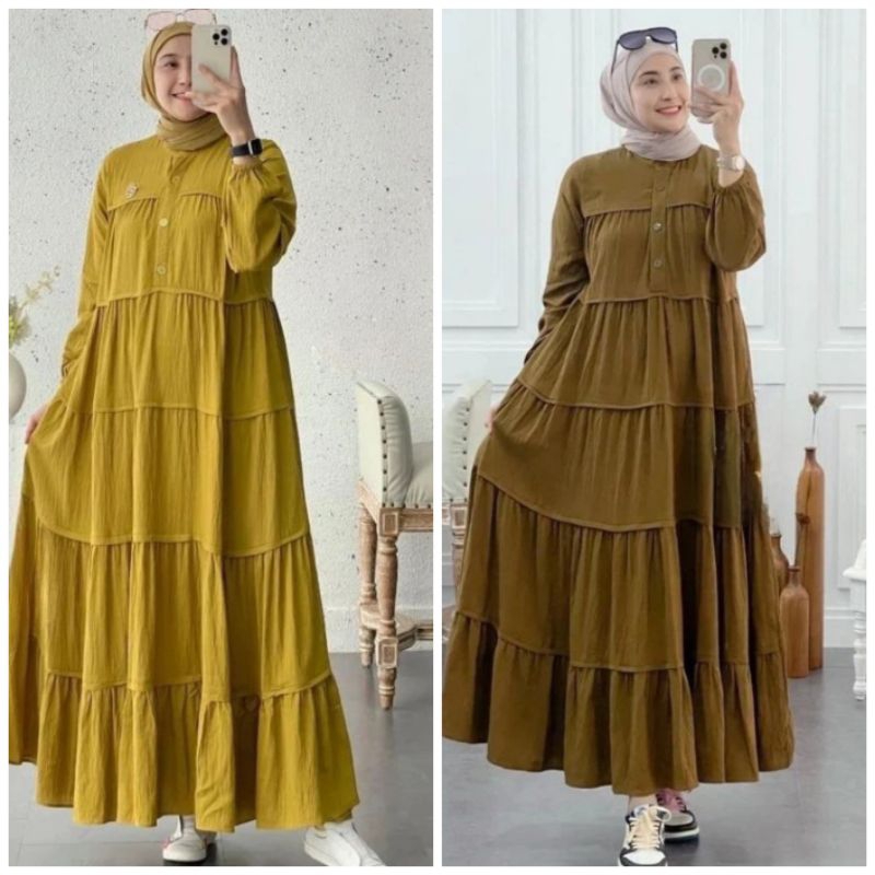 TERBARU BISA COD INARA MIDI DRESS/MIDI DRESS KOREAN/MIDI DRESS CRINKLE/MIDI DRESS KOREAN STYLE/MIDI DRESS TERBARU/TERLARIS/MIDI DRESS KEKINIAN/MIDI DRESS VIRAL/DRESS WANITA MUSLIM