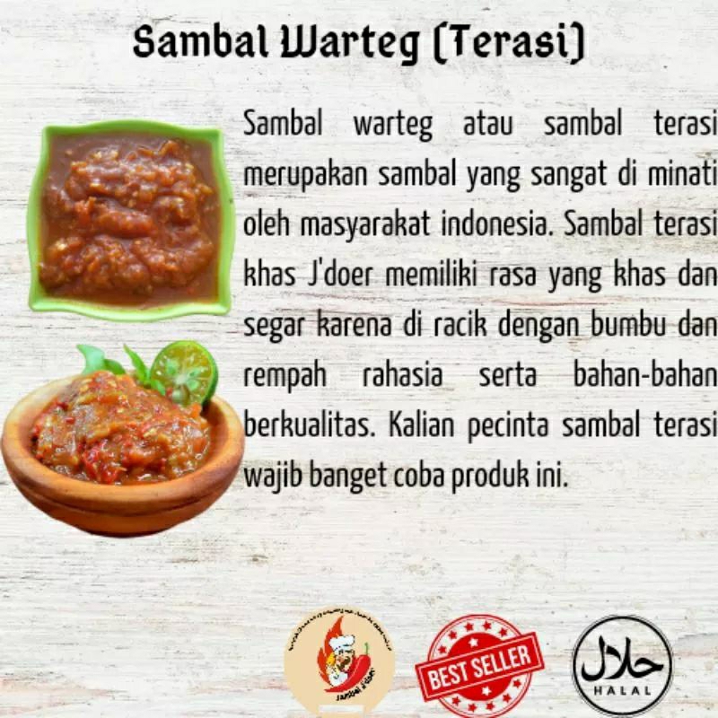 

J'doer-Sambal Terasi Sambal Warteg Sambal Terasi Pedas Gurih Sambal Murah